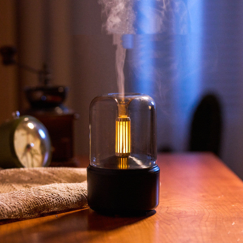 Atmosphere Light Humidifier Candlelight Aroma Diffuser Portable 120ml Electric USB Air Humidifier Cool Mist Maker Fogger 8-12 Hours With LED Night Light - Melegancy