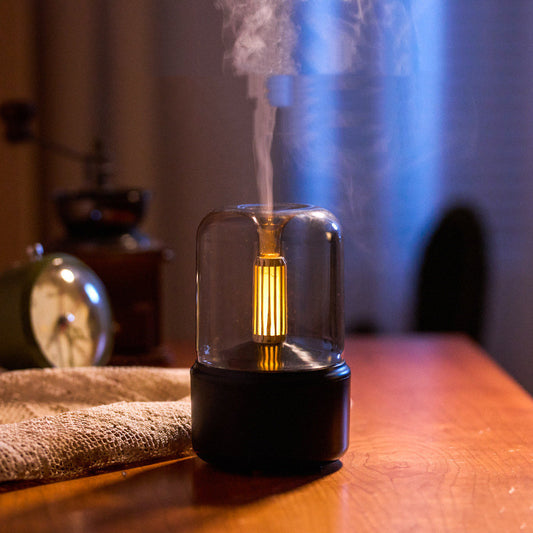 Atmosphere Light Humidifier Candlelight Aroma Diffuser Portable 120ml Electric USB Air Humidifier Cool Mist Maker Fogger 8-12 Hours With LED Night Light - Melegancy