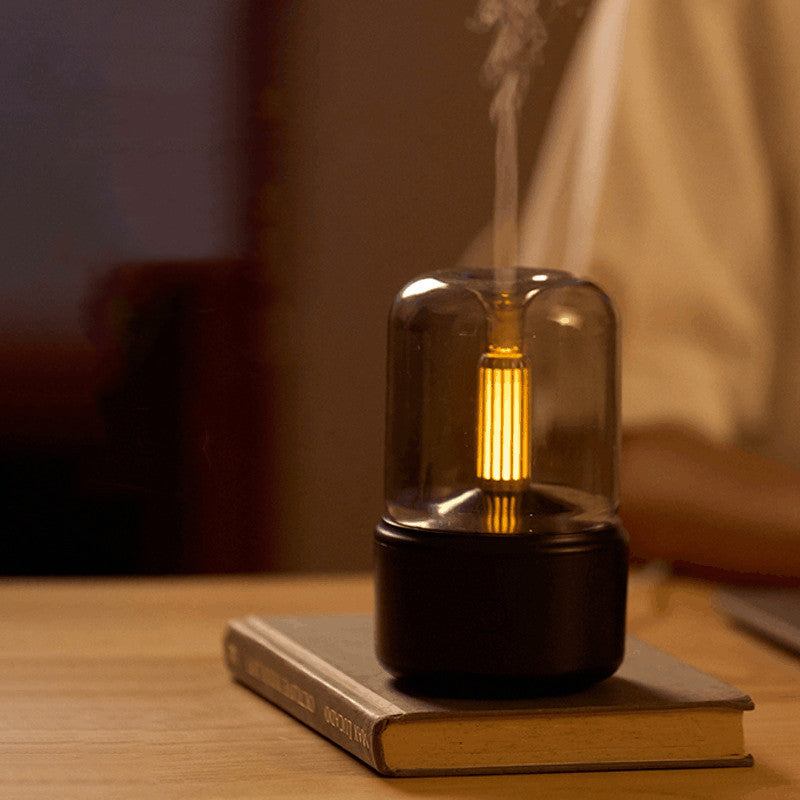 Atmosphere Light Humidifier Candlelight Aroma Diffuser Portable 120ml Electric USB Air Humidifier Cool Mist Maker Fogger 8-12 Hours With LED Night Light - Melegancy